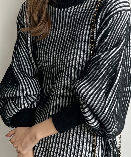 Futier land（フューティアランド）の「バイカラーハイネックニット（ニット/セーター・レディース・オレンジ/ブラック/イエロー・FREE）」の7枚目の写真