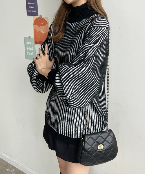 Futier land（フューティアランド）の「バイカラーハイネックニット（ニット/セーター・レディース・オレンジ/ブラック/イエロー・FREE）」の8枚目の写真