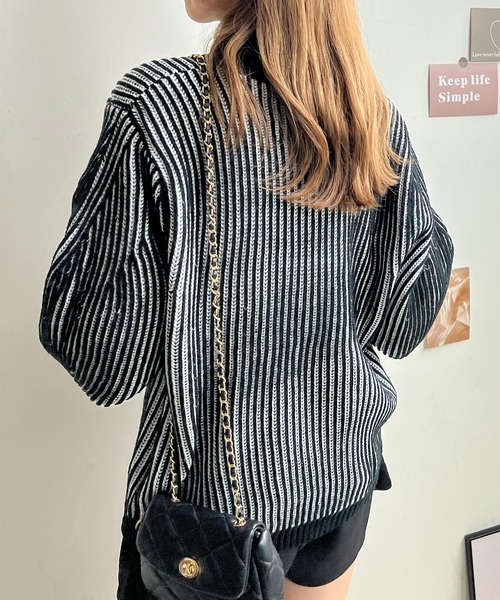 Futier land（フューティアランド）の「バイカラーハイネックニット（ニット/セーター・レディース・オレンジ/ブラック/イエロー・FREE）」の9枚目の写真