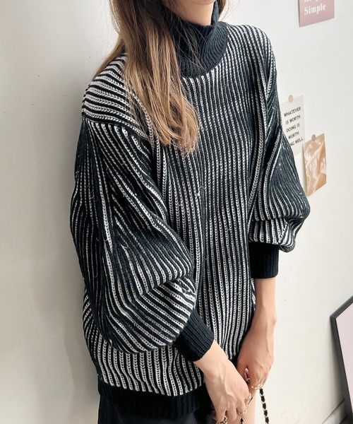 Futier land（フューティアランド）の「バイカラーハイネックニット（ニット/セーター・レディース・オレンジ/ブラック/イエロー・FREE）」の10枚目の写真