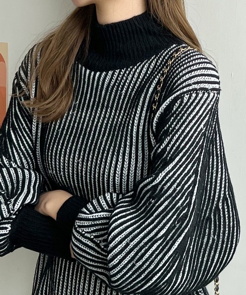 Futier land（フューティアランド）の「バイカラーハイネックニット（ニット/セーター・レディース・オレンジ/ブラック/イエロー・FREE）」の15枚目の写真