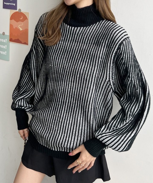 Futier land（フューティアランド）の「バイカラーハイネックニット（ニット/セーター・レディース・オレンジ/ブラック/イエロー・FREE）」の18枚目の写真