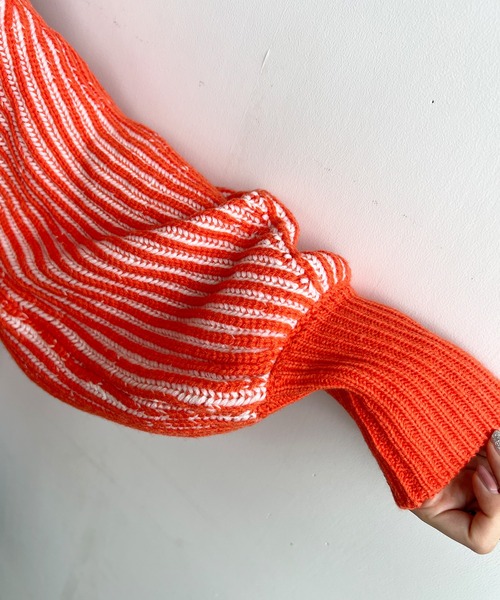 Futier land（フューティアランド）の「バイカラーハイネックニット（ニット/セーター・レディース・オレンジ/ブラック/イエロー・FREE）」の21枚目の写真