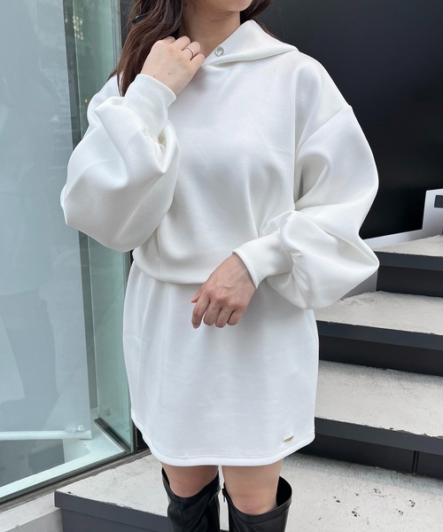 one after another NICE CLAUP（ワンアフターアナザーナイスクラップ）の「ショートパーカー+ミニスカートセットアップ（セットアップ・レディース・オフホワイト/杢グレー/ブルーグレー/ピンク・FREE）」の21枚目の写真