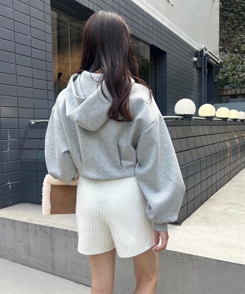 one after another NICE CLAUP（ワンアフターアナザーナイスクラップ）の「ショートパーカー+ミニスカートセットアップ（セットアップ・レディース・オフホワイト/杢グレー/ブルーグレー/ピンク・FREE）」の14枚目の写真