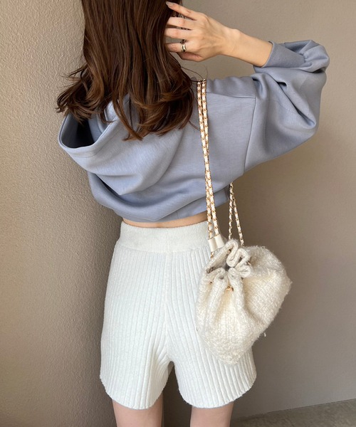 one after another NICE CLAUP（ワンアフターアナザーナイスクラップ）の「ショートパーカー+ミニスカートセットアップ（セットアップ・レディース・オフホワイト/杢グレー/ブルーグレー/ピンク・FREE）」の9枚目の写真