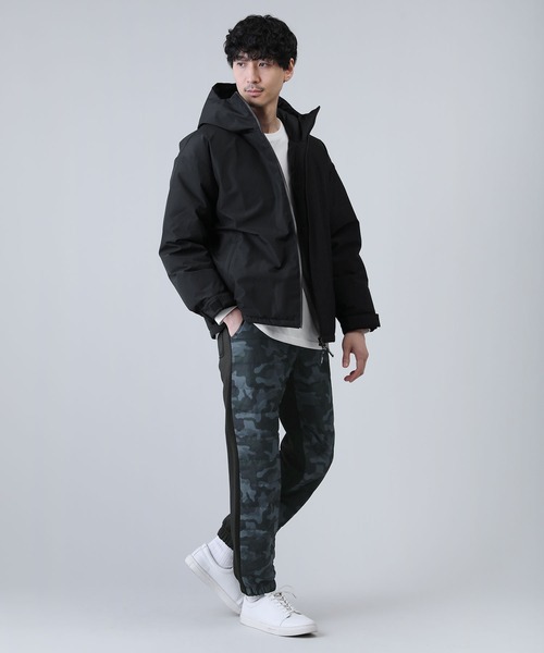 ダウンフェザー切り替え裏ボアシャギーレギュラージョガーパンツ