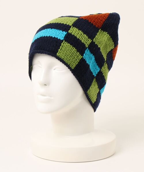 チャイハネ（チャイハネ）の「【チャイハネ】ブロックニットキャップ（ニットキャップ/ビーニー・メンズ・ブラック/ブラウン/ネイビー・FREE）」の7枚目の写真