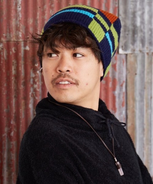 チャイハネ（チャイハネ）の「【チャイハネ】ブロックニットキャップ（ニットキャップ/ビーニー・メンズ・ブラック/ブラウン/ネイビー・FREE）」の9枚目の写真