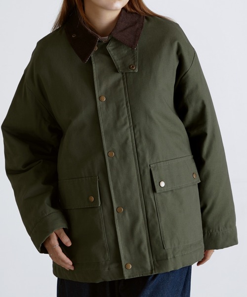 Anchor Smith(アンカー スミス)の「襟コーデュロイ ビッグシルエット 裏中綿キルティングダック地ブルゾン(ブルゾン・メンズ・ブラック/カーキ/ベージュ・L/M)」の5枚目の写真