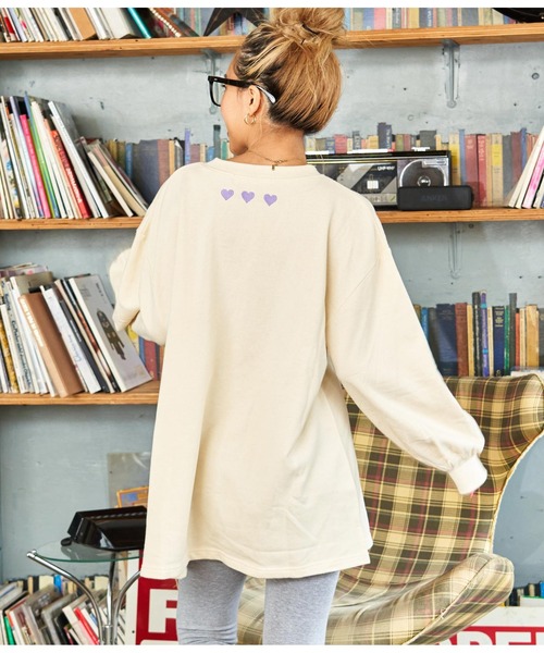 anap mimpi（アナップミンピ）の「ARMY サガラ刺繍 ボリューム袖 裏毛スウェット トレーナー（スウェット・レディース・ピンク/グリーン/ベージュ系その他/パープル・FREE）」の7枚目の写真