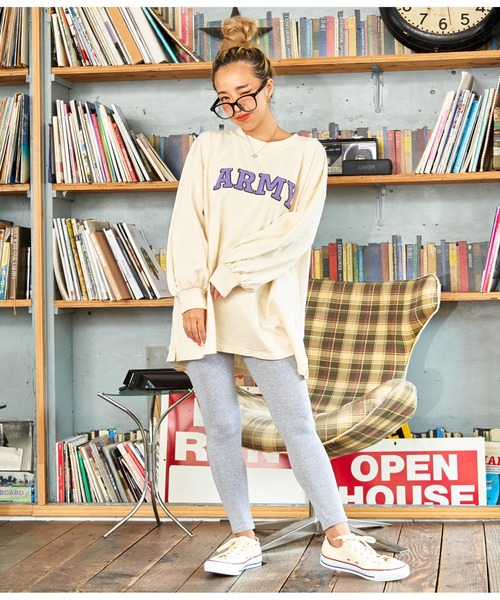 anap mimpi（アナップミンピ）の「ARMY サガラ刺繍 ボリューム袖 裏毛スウェット トレーナー（スウェット・レディース・ピンク/グリーン/ベージュ系その他/パープル・FREE）」の8枚目の写真