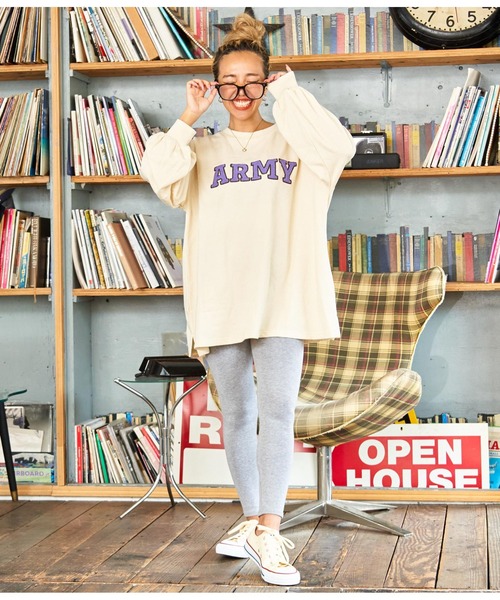 anap mimpi（アナップミンピ）の「ARMY サガラ刺繍 ボリューム袖 裏毛スウェット トレーナー（スウェット・レディース・ピンク/グリーン/ベージュ系その他/パープル・FREE）」の9枚目の写真