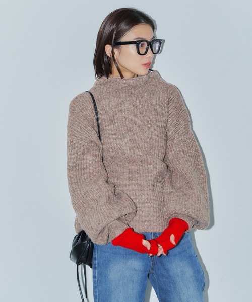 LIENCOEUR（リアンクール）の「ボトルネックミックスカラーニット（ニット/セーター・レディース・グレイッシュベージュ/ネイビー/ベージュ/オリーブ/ブルー/ラベンダー・FREE）」の3枚目の写真