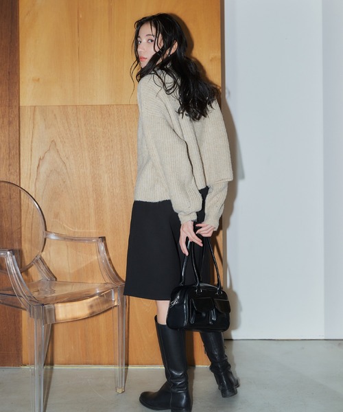 LIENCOEUR（リアンクール）の「ボトルネックミックスカラーニット（ニット/セーター・レディース・グレイッシュベージュ/ネイビー/ベージュ/オリーブ/ブルー/ラベンダー・FREE）」の9枚目の写真