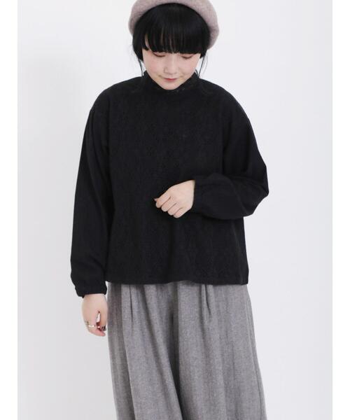 Samansa Mos2（サマンサ モスモス）の「前身トーションレースブラウス（シャツ/ブラウス・レディース・キナリ/ブラック/オフホワイト/チャコールグレー・F）」の6枚目の写真