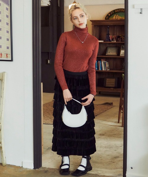 Birthday room(バースデイルーム)の「ベロアフリルスカート(スカート・レディース・ブラック/ブラウン・FREE)」の4枚目の写真