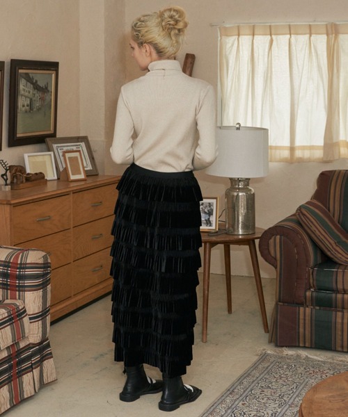 Birthday room(バースデイルーム)の「ベロアフリルスカート(スカート・レディース・ブラック/ブラウン・FREE)」の12枚目の写真