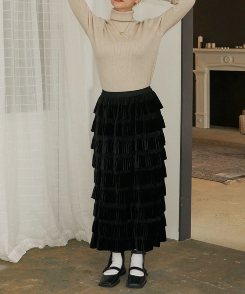 Birthday room(バースデイルーム)の「ベロアフリルスカート(スカート・レディース・ブラック/ブラウン・FREE)」の14枚目の写真