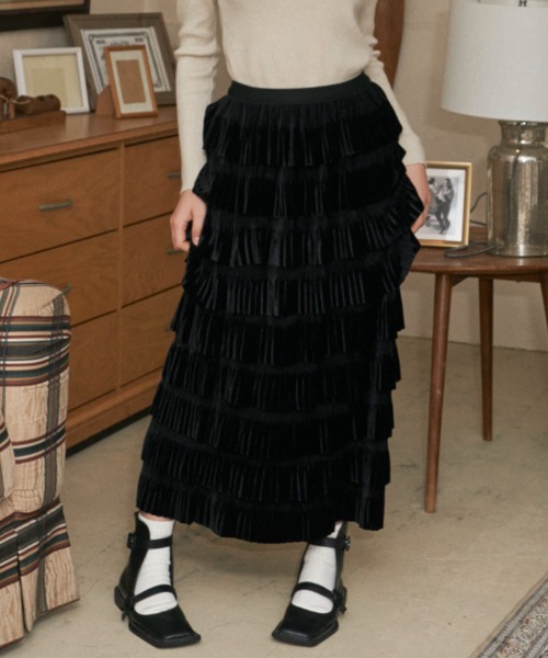 Birthday room(バースデイルーム)の「ベロアフリルスカート(スカート・レディース・ブラック/ブラウン・FREE)」の18枚目の写真