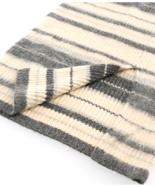 anap mimpi（アナップミンピ）の「スリット ボーダー 起毛 ニット スカート（スカート・レディース・ベージュ/ダークグレー・FREE）」の15枚目の写真