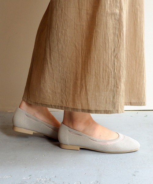 軽量｜ニットフラットシューズ 8710555（バレエシューズ）｜byあしながおじさん（バイアシナガオジサン）