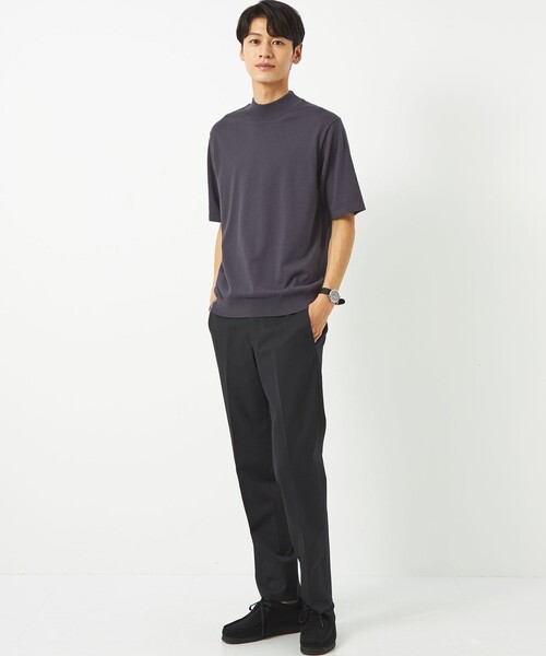 green label relaxing（グリーンレーベルリラクシング）の「スヴィン ハイツイスト モックネック ニット Tシャツ（ニット/セーター・メンズ・ホワイト/ライトブルー/ダークグレー・S/M/L/XL）」の6枚目の写真