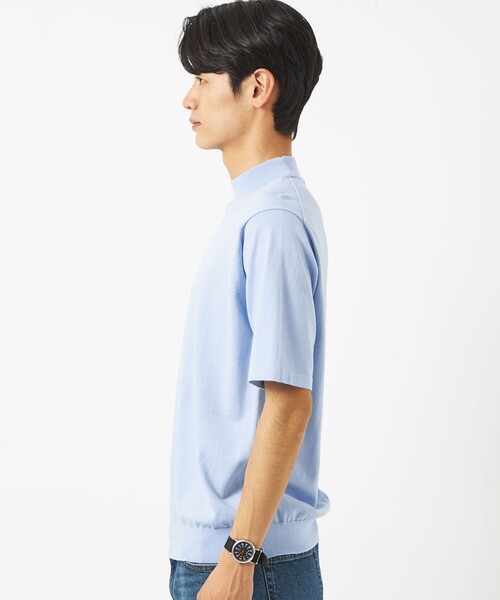 green label relaxing（グリーンレーベルリラクシング）の「スヴィン ハイツイスト モックネック ニット Tシャツ（ニット/セーター・メンズ・ホワイト/ライトブルー/ダークグレー・S/M/L/XL）」の8枚目の写真