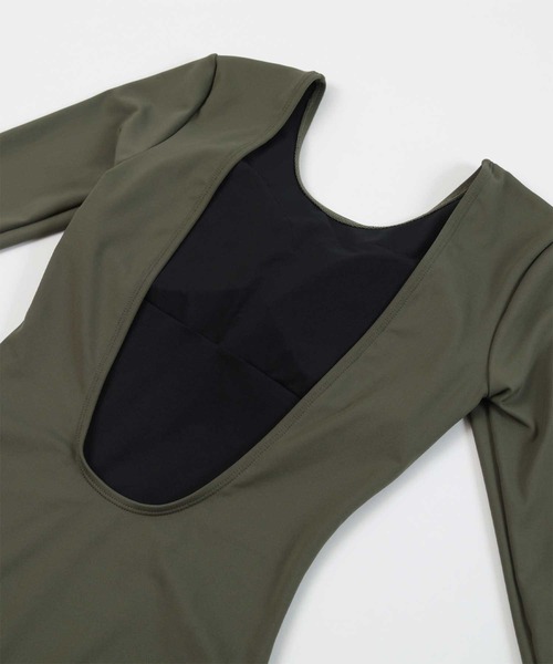 セール】バックオープン長袖シンプルワンピース/水着（水着