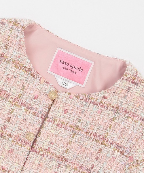 タグ付き✨ ケイトスペード ノーカラーコート ツイード ギンガムチェック ピンク Kate Spade New York ケイトスペード ギンガムチェック ツイードコート