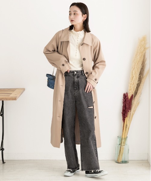 ad thie(アドティエ)の「釦デザイン ニットプルオーバー(Tシャツ/カットソー・レディース・アイボリー/グレー・FREE)」の14枚目の写真