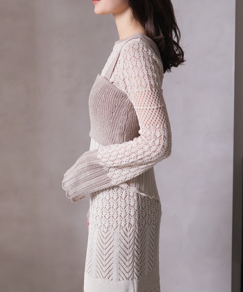 LADYMADE（レディメイド）の「クロシェニットカーデ×ビスチェSET（カーディガン/ボレロ・レディース・ベージュ/ブラック・FREE）」の13枚目の写真