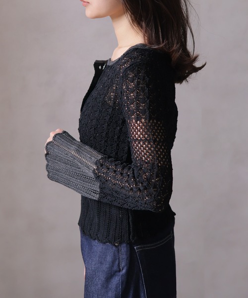 LADYMADE（レディメイド）の「クロシェニットカーデ×ビスチェSET（カーディガン/ボレロ・レディース・ベージュ/ブラック・FREE）」の8枚目の写真