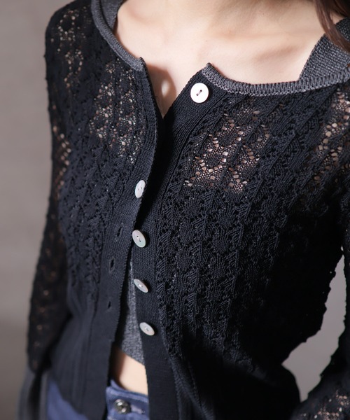 LADYMADE（レディメイド）の「クロシェニットカーデ×ビスチェSET（カーディガン/ボレロ・レディース・ベージュ/ブラック・FREE）」の7枚目の写真