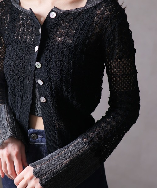 LADYMADE（レディメイド）の「クロシェニットカーデ×ビスチェSET（カーディガン/ボレロ・レディース・ベージュ/ブラック・FREE）」の5枚目の写真