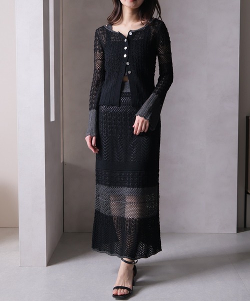 LADYMADE（レディメイド）の「クロシェニットカーデ×ビスチェSET（カーディガン/ボレロ・レディース・ベージュ/ブラック・FREE）」の3枚目の写真