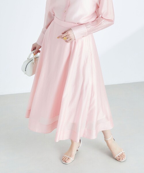 NOLLEY’S Sophi(ノーリーズソフィ)の「《セットアップ対応》シアーローンフレアスカート(スカート・レディース・グレイッシュベージュ/ベビーピンク/ライトグリーン/ブラック/サックスブルー/イエロー・36/34/38)」の14枚目の写真