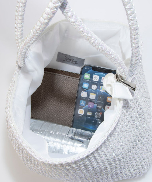 cache cache（カシュ カシュ）の「カシュカシュ cachecache / 2wayハンドルメタリックコード編みトートバッグ（ショルダーバッグ・レディース・マルチ/シルバー/ブラック/ホワイト・FREE）」の12枚目の写真