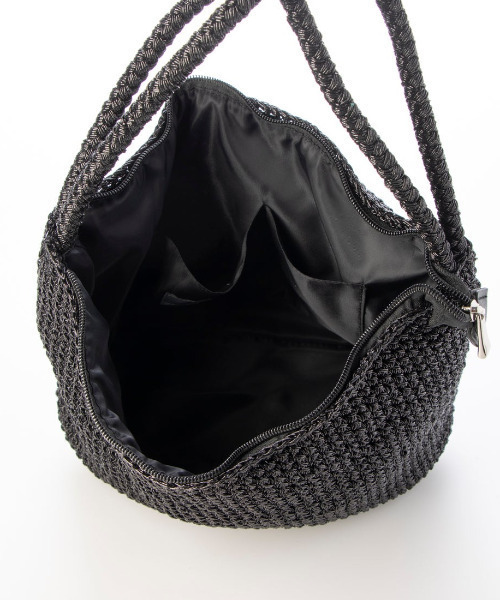 cache cache（カシュ カシュ）の「カシュカシュ cachecache / 2wayハンドルメタリックコード編みトートバッグ（ショルダーバッグ・レディース・マルチ/シルバー/ブラック/ホワイト・FREE）」の9枚目の写真