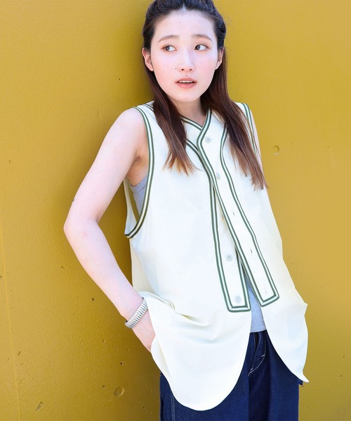 「BEAMS BOY」 ノースリーブブラウス ONE SIZE ネイビー レディース BEAMS BOY（ビームスボーイ）の「BEAMS BOY / ベースボール