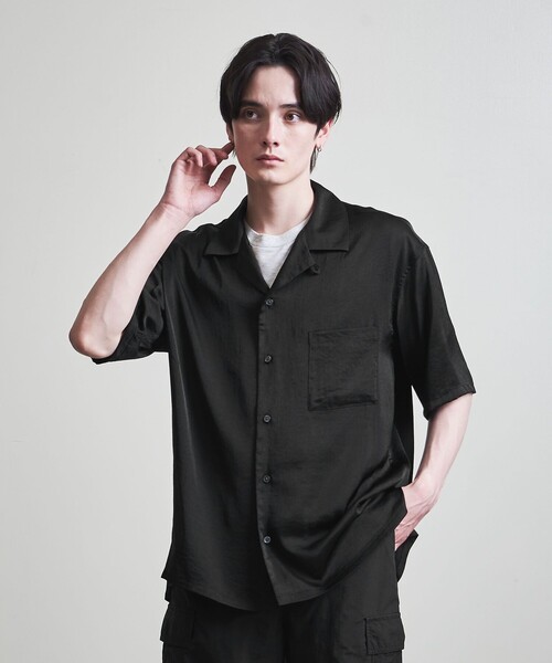 info. BEAUTY&YOUTH（インフォビューティアンドユース）の「【ZOZO限定】ドレープ オープンカラー シャツ（シャツ/ブラウス・メンズ・ロイヤルブルー/グリーン系その他/ダークグレー/モカ/ブラック/ブラウン系その他/ブラウン系その他2/ブラック系その他・XS/S/M/L/XL/XXL）」の9枚目の写真