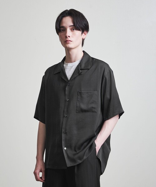 info. BEAUTY&YOUTH（インフォビューティアンドユース）の「【ZOZO限定】ドレープ オープンカラー シャツ（シャツ/ブラウス・メンズ・ロイヤルブルー/グリーン系その他/ダークグレー/モカ/ブラック/ブラウン系その他/ブラウン系その他2/ブラック系その他・XS/S/M/L/XL/XXL）」の15枚目の写真