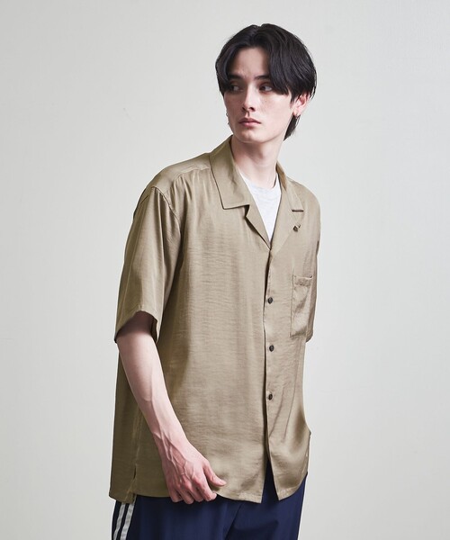 info. BEAUTY&YOUTH（インフォビューティアンドユース）の「【ZOZO限定】ドレープ オープンカラー シャツ（シャツ/ブラウス・メンズ・ロイヤルブルー/グリーン系その他/ダークグレー/モカ/ブラック/ブラウン系その他/ブラウン系その他2/ブラック系その他・XS/S/M/L/XL/XXL）」の17枚目の写真