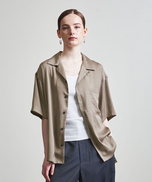 info. BEAUTY&YOUTH（インフォビューティアンドユース）の「【ZOZO限定】ドレープ オープンカラー シャツ（シャツ/ブラウス・メンズ・ロイヤルブルー/グリーン系その他/ダークグレー/モカ/ブラック/ブラウン系その他/ブラウン系その他2/ブラック系その他・XS/S/M/L/XL/XXL）」の19枚目の写真