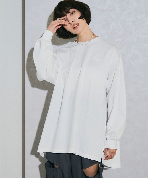 ELLEgirl（エルガール）の「バックギャザーチュニックTシャツ【ELLEgirl/エル ガール】（Tシャツ/カットソー・レディース・ブラック/ホワイト・FREE）」の11枚目の写真