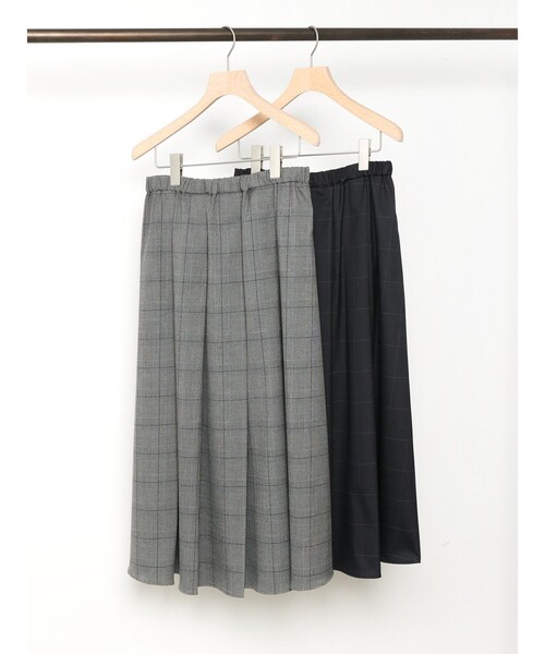 MidiUmi（ミディウミ）の「MidiUmi チェックタックスカート（スカート・レディース・グレー/ブラック・FREE）」の3枚目の写真
