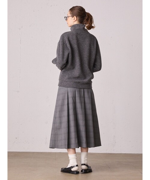 MidiUmi（ミディウミ）の「MidiUmi チェックタックスカート（スカート・レディース・グレー/ブラック・FREE）」の6枚目の写真