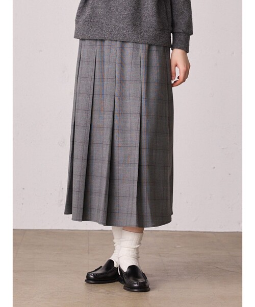 MidiUmi（ミディウミ）の「MidiUmi チェックタックスカート（スカート・レディース・グレー/ブラック・FREE）」の7枚目の写真
