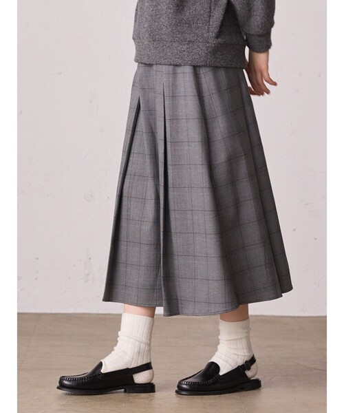 MidiUmi（ミディウミ）の「MidiUmi チェックタックスカート（スカート・レディース・グレー/ブラック・FREE）」の8枚目の写真