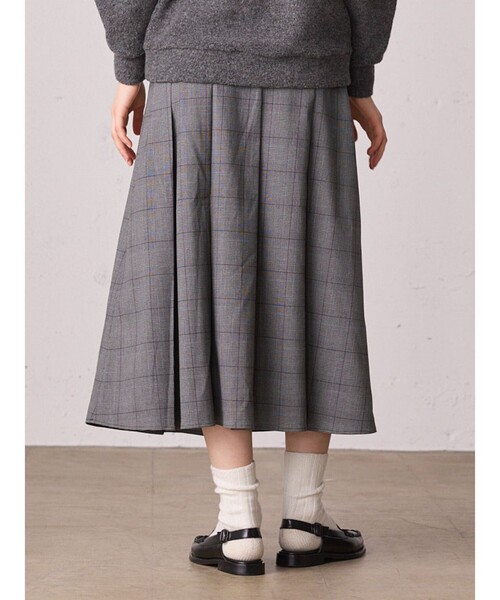 MidiUmi（ミディウミ）の「MidiUmi チェックタックスカート（スカート・レディース・グレー/ブラック・FREE）」の9枚目の写真